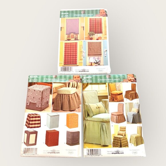 Simplicity Sewing Pattern Lot of 3 Christopher Lowell 4094 4103 4105 Home Decor - Picture 1 of 2